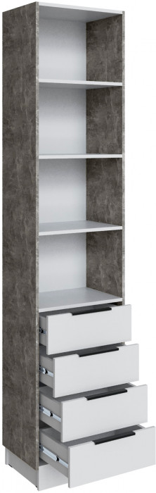 Шкаф Мадрид торцевой (0,35) с 4 ящ, Белый/Ателье светлое