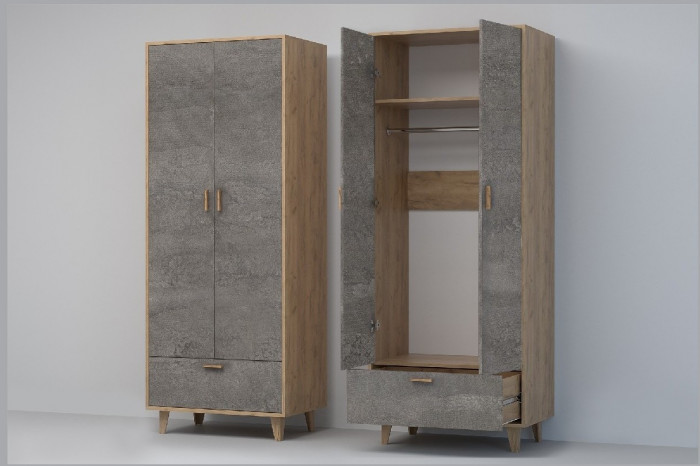 Эго Шкаф ШК-1 НГ (Глянец Белый/Дуб Крафт Золотой)