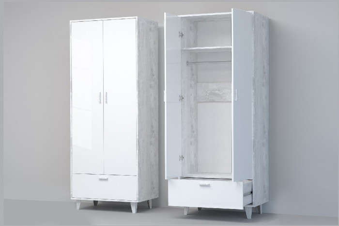 Эго Шкаф ШК-1 НГ (Глянец Белый/Дуб Крафт Золотой)