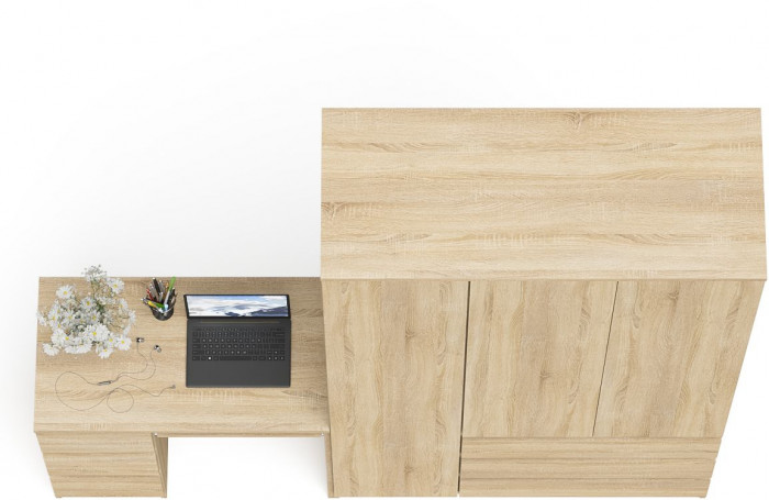 Мори Стол компьютерный МС-6 левый + Шкаф МШ1200.1, цвет дуб сонома, ШхГхВ 210,4х50,4х209,6 см., выдвижные ящики слева, НЕ универсальная сборка