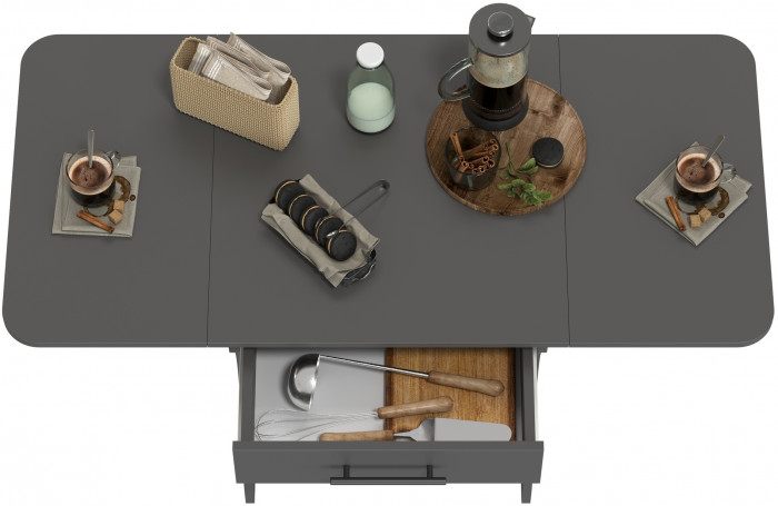 Стол обеденный раскладной с ящиком 6-02.120ТМграф, графит