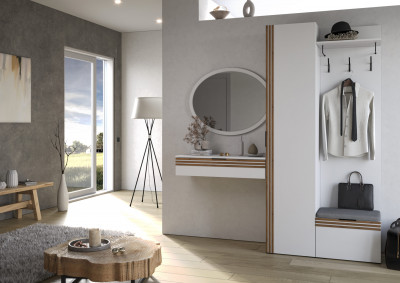 Прихожая Нао, набор №3, Белый/Белый, Вотан, Simple 27