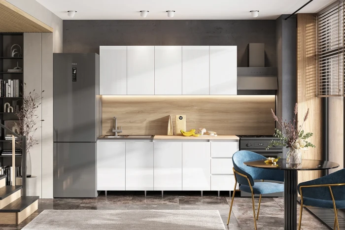 Кухня Челси 2,0м, Белый глянец/Белый, (Сонома)