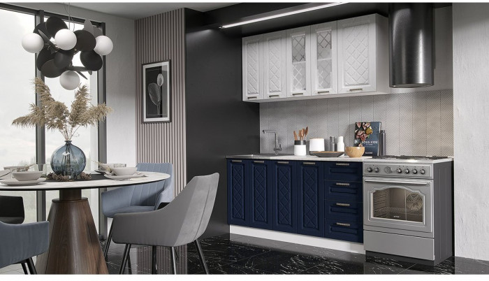 Кухня МДФ Агава 1600 (Акация белая, Белый)