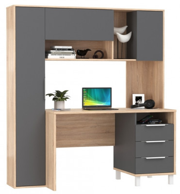 Стол компьютерный Комфорт 12.95N, цвет дуб сонома/тёмно-серый, ШхГхВ 162х60,3х180 см., НЕ универсальная сборка (Стол рабочий)