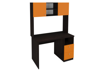 Стол письменный с надстройкой Венге/Оранжевый
