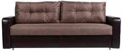 Диван-кровать Дублин 150х195, еврокнижка, рогожка/экокожа, коричневый