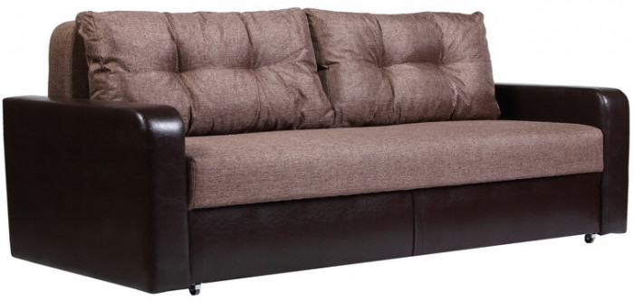 Диван-кровать Дублин 150х195, еврокнижка, рогожка/экокожа, коричневый