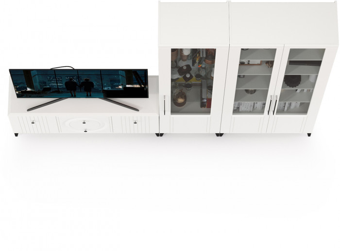 Валенсия Гостиная № 076, ЛДСП белый шагрень/МДФ белый шагрень