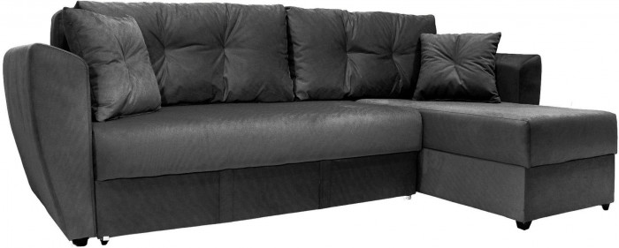 Диван-кровать угловой Амстердам Люкс, 150х200, еврокнижка, велюр, черный