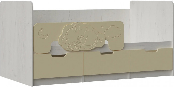 Юниор-4 Кровать 80х180 (Шарли мокко, Крафт белый)