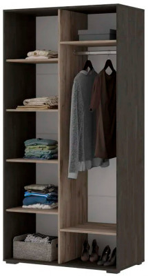 Эдинбург Шкаф 2х створчатый с зеркалом ШК-02 (1,002х2,000х0,500) железный камень/дуб крафт серый