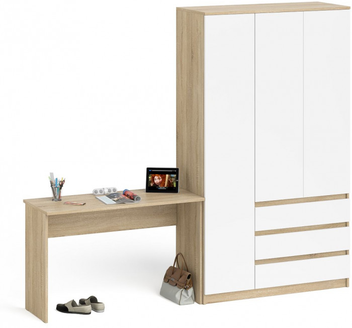 Мори письменный стол МСП1200.1 + Шкаф МШ1200.1, дуб сонома/белый