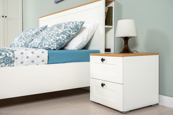 Остин 11.53 Кровать БЕЗ ортопеда, белый шагрень/дуб крафт золотой