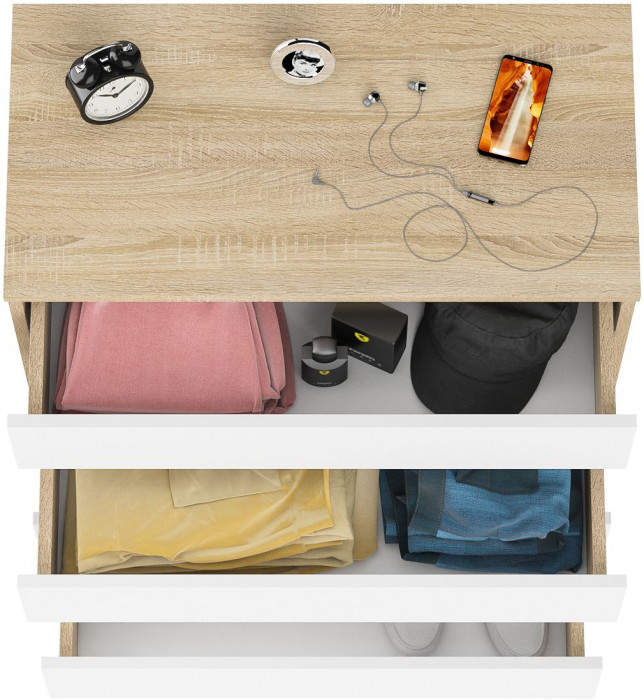 Мори Комод МК800.4, цвет дуб сонома/белый, ШхГхВ 80,4х41х94 см.