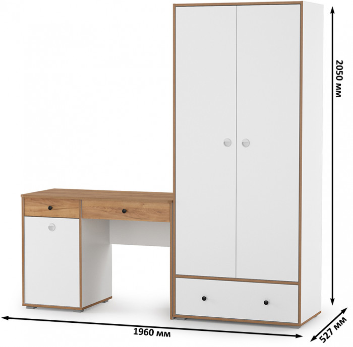 Вуди Компоновка № 21, белый премиум/дуб крафт золотой