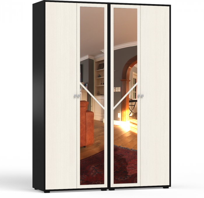 Камелия спальня № 1 Кровать 1400 + Две тумбы + Шкаф 4-х створчатый, цвет венге/дуб лоредо, сп.м. 1400х2000 мм., б/м, основание есть