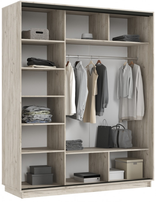 Шкаф-купе 1800 Тринити NEW с зеркалом, Дуб крафт серый