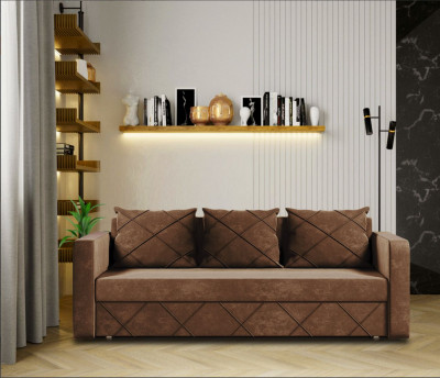 Раскладной диван-кровать, прямой, еврокнижка, цвет коричневый, Стелла 145х190