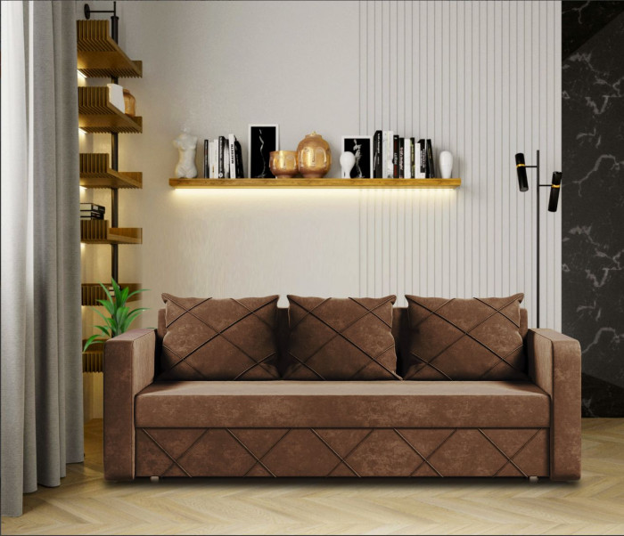 Раскладной диван-кровать, прямой, еврокнижка, цвет коричневый, Стелла 145х190