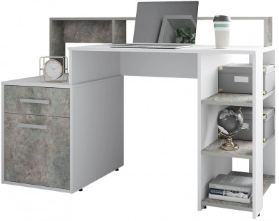 Стол компьютерный &quot;Лайф&quot; бетон/белый