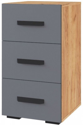 Квартет-13 Тумба с ящиками дуб крафт золотой/графит серый