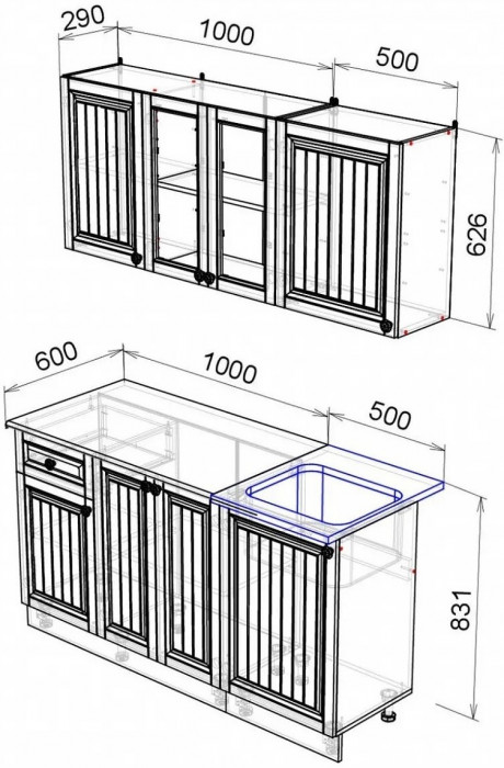 Кухня МДФ Хозяюшка 1500 (Трюфель, Белый)