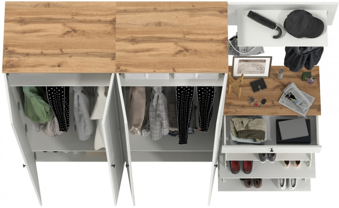 Остин Прихожая 29, белый шагрень/дуб крафт золотой