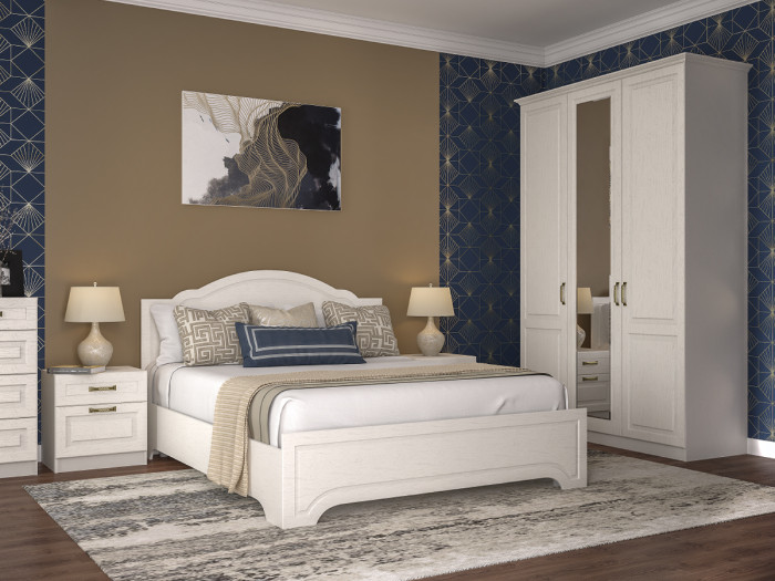 Ливерпуль Кровать 11.08 + основание + ножки, ясень ваниль/белый