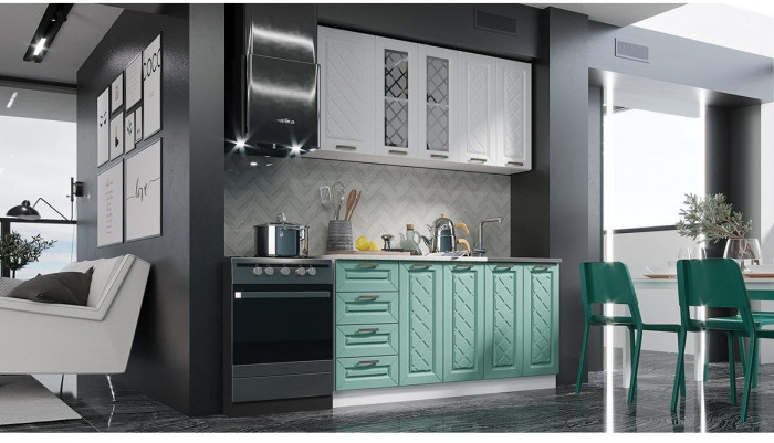 Кухня МДФ Агава 1600 (Акация белая / Трюфель, Белый)