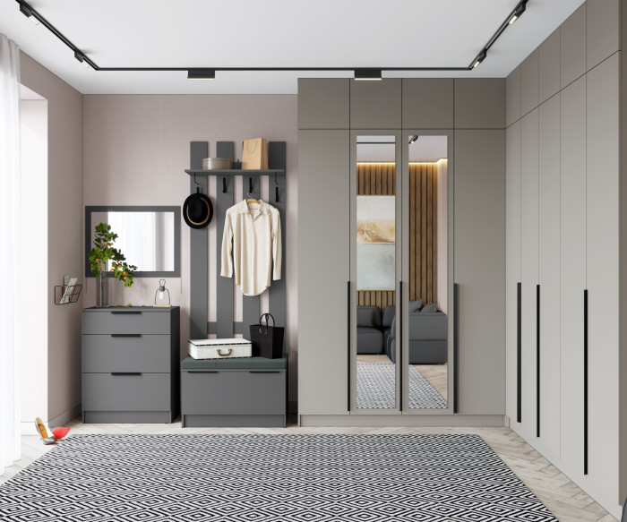 Набор мебели для прихожей "Мадрид", Мокко/Графит серый