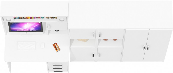 С-МД-СК9 Компоновка № 03, цвет белый шагрень, ШхГхВ 258х70х160 см., НЕ универсальная сборка