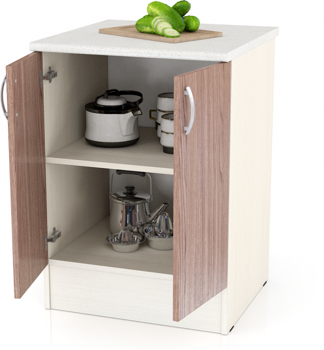 Кухня Мери ШН600 Стол 60 см., цвет дуб/ясень шимо тёмный, ШхГхВ 60х60х85 см. (столешница № 130 сахара белая)