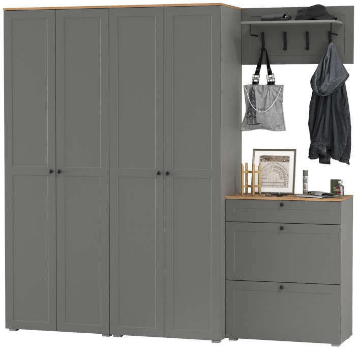 Остин Прихожая 29, серый графит/дуб крафт золотой