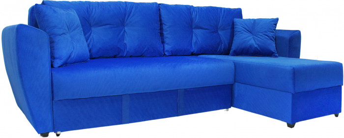 Диван-кровать угловой Амстердам Люкс, 160х200, еврокнижка, велюр, синий