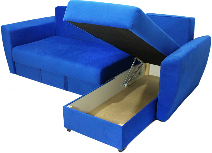 Диван-кровать угловой Амстердам Люкс, 160х200, еврокнижка, велюр, синий