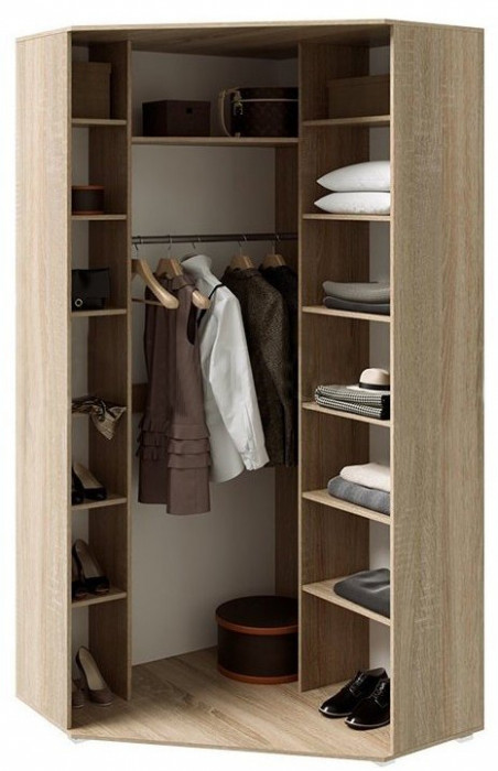 Ким Шкаф угловой универсальный (Дуб Сонома, Белый глянец)