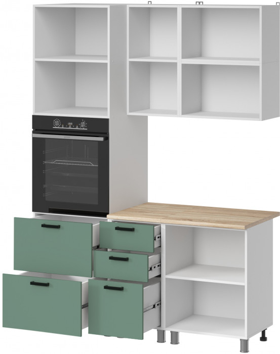 МК Аленушка 1,6м ПД 2 Орешник Матовая Мята,скоба черный,сонома