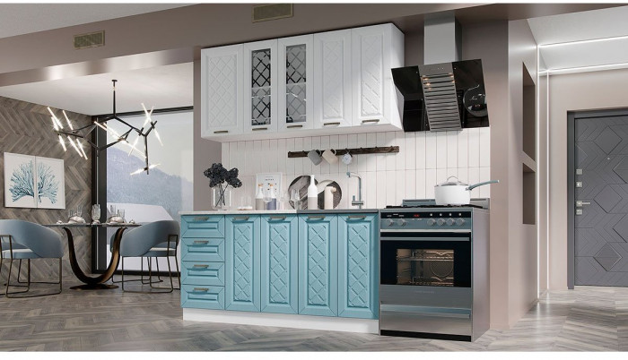 Кухня МДФ Агава 1600 (лиственница темная, Белый)