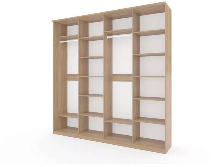 Шкаф купе Модерн 2362х600 4-х дверный 4-х секционный зеркальный с пескоструем №3 ясень