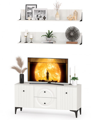 Валенсия Гостиная № 051, ЛДСП белый шагрень/МДФ белый шагрень