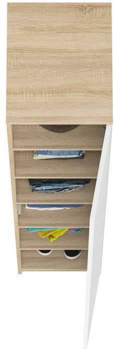Мори Пенал МШ400.1, цвет дуб сонома/белый, ШхГхВ 40,4х50,4х209,6 см., универсальная сборка