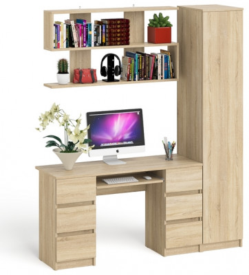 Мори компьютерный стол МС-2 + Пенал МШ400.1 + Полка 1200, дуб сонома