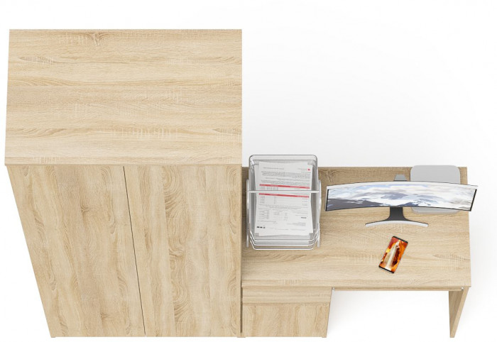 Мори Стол компьютерный МС-1 левый + Шкаф МШ800.1, цвет дуб сонома, ШхГхВ 170,4х50,4х209,6 см., выдвижной ящик слева, НЕ универсальная сборка