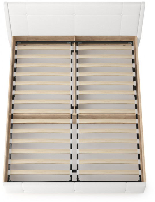 Муссон Кровать 11.28 + подъёмный ортопед, цвет дуб эндгрейн элегантный/искусственная кожа белая, ШхГхВ 177,2х224х95,3 см., сп. м. 1600х2000 мм., б/м