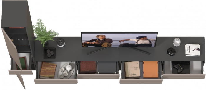 Сидней Комплектация № 132, корпус: антрацит/фасады: МДФ веллюто капучино