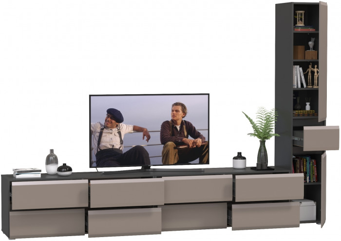 Сидней Комплектация № 132, корпус: антрацит/фасады: МДФ веллюто капучино