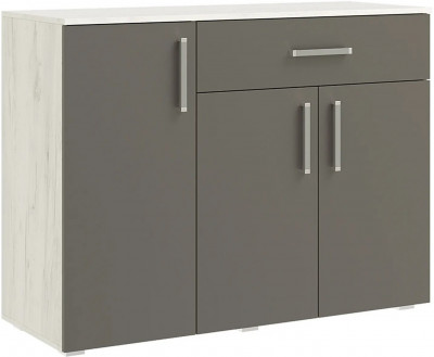 Фиеста NEW Комод 1 ящ 3 двери (1200) (Графит/Дуб Крафт Белый) (Дуб крафт белый/Графит)