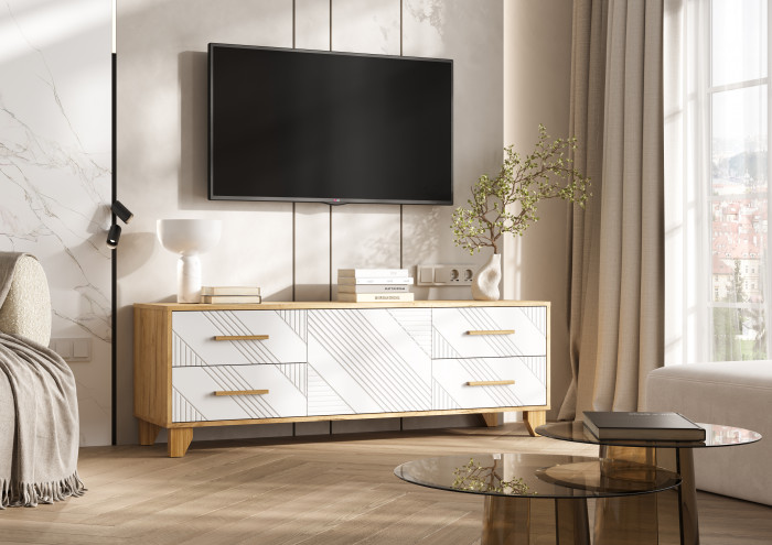 Ирис Тумба ТВ 1500, Браш Вайт/Дуб Крафт