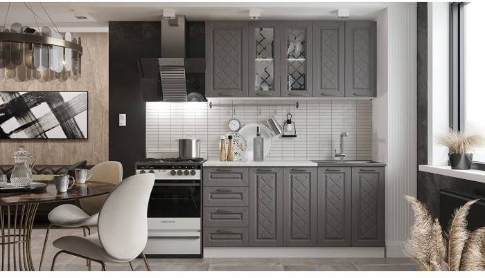 Кухня МДФ Агава 1600 (Лиственница светлая, Белый)